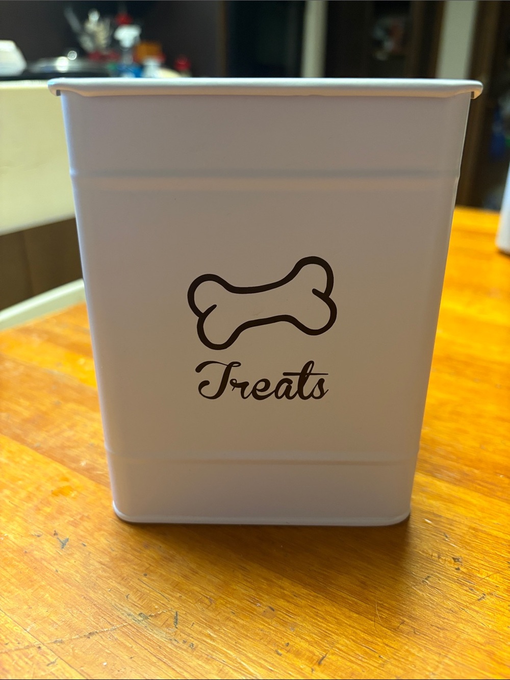 Cream Dog Treats Tin Canister - Decorative Bone Design
